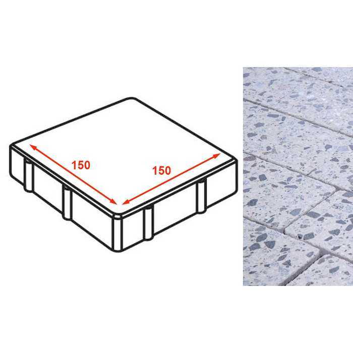 Плита тротуарная Готика Granite FINERRO, квадрат, Грис Парга 150x150x80 мм